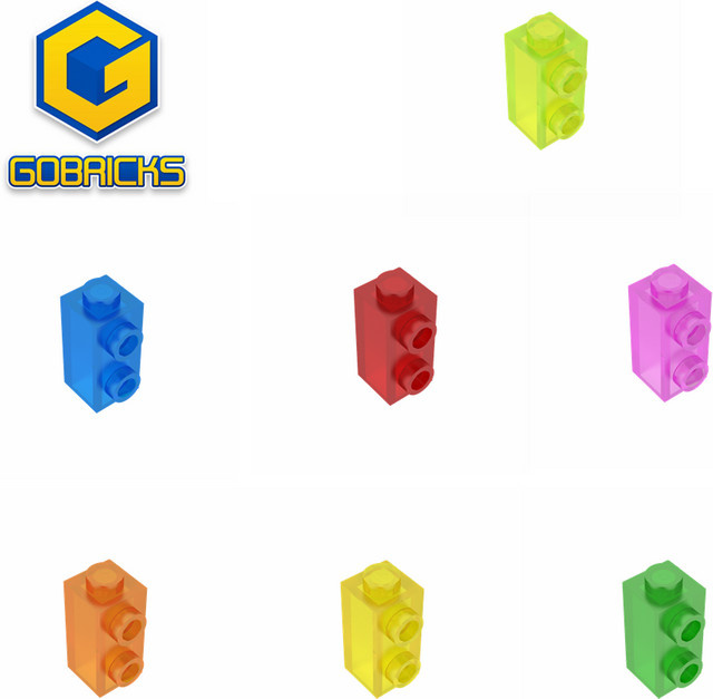 GOBRICKS Bausteine 1x2 Höhe Einseitig mit Doppelkonvexpunkt, Bunt / Mehrfarbig - Bild 1