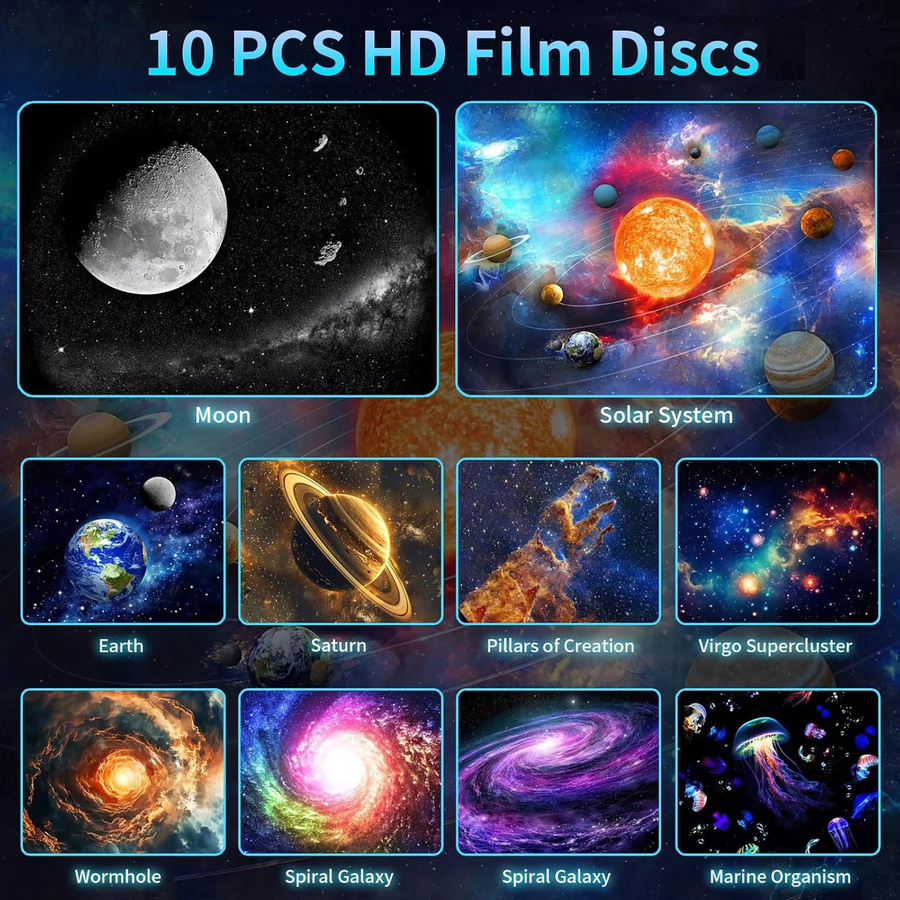 ZCMLED Galaxy-Projektor-Licht in Weiß mit HD 10 realistischen Sternen-Nebel-Szenarien, 8 Farben und Timer für dein Schlafzimmer oder Heimkino - Bild 6