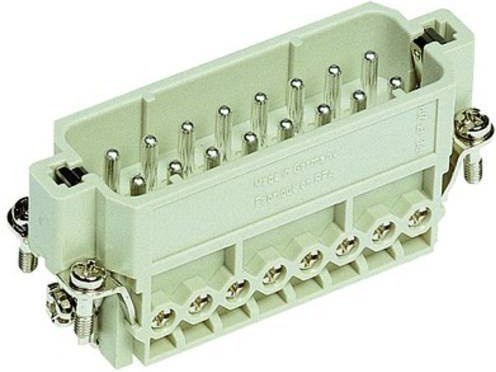 HARTING Han 16A Stifteinsatz M mit Schraubanschluss, 16-polig + PE, 250V, 16A, grau - Bild 1