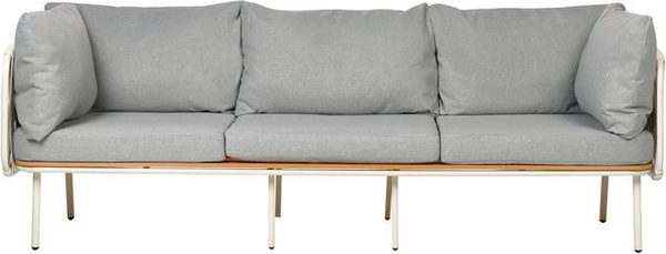 Beliani Gartensofa modern in Grau und Weiss mit hellen Holztönen, B/T/H: 225 x 60 x 85 cm
