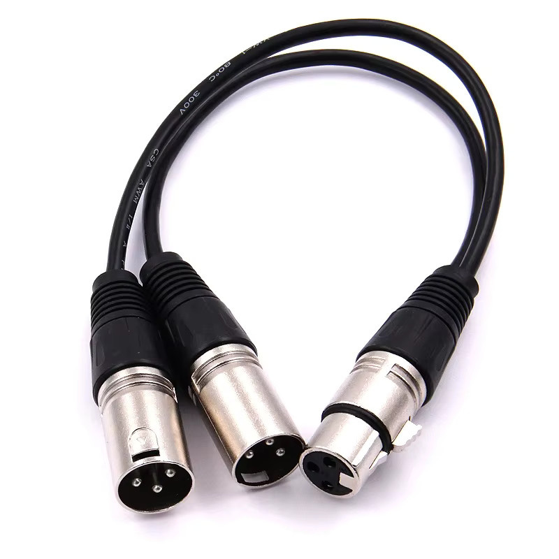 WYMECT XLR Y-Splitter Adapter Kabel Schwarz, 3-Pin XLR Weiblich auf Dual 2-Pin Stecker, Länge: 30 cm - Bild 1