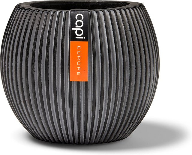 Aplanta Pflanzgefäß Groove Kugel in Anthrazit, Durchmesser: 18 cm, Höhe: 15 cm - Bild 1