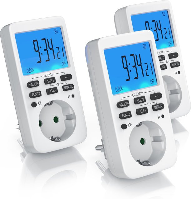 BEARWARE Programmierbare Zeitschaltuhr mit LCD Display in Weiß, Steckdosen Timer bis max. 3680W - Bild 1