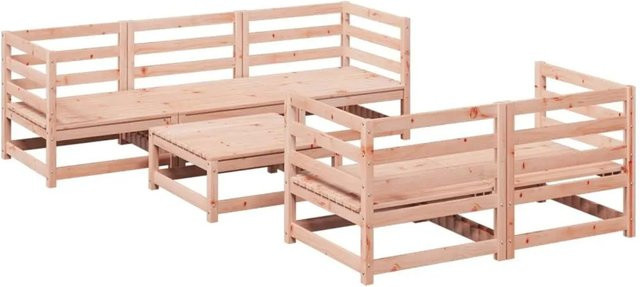 vidaXL 6-teilige Garten-Sofagarnitur aus Massivholz Douglasie in Braun, U-Form - Bild 1