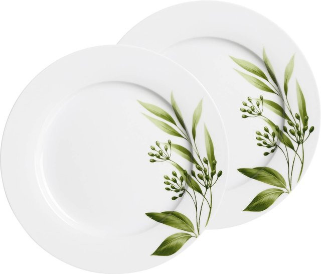 Ritzenhoff & Breker Speiseteller Evora Dinner Plate Floral in Green und White, Durchmesser: 27 cm, 2er Set - Bild 1