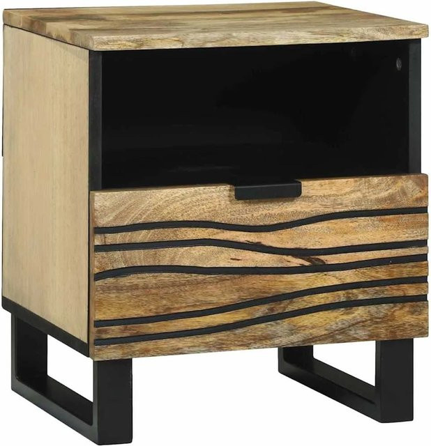 vidaXL Nachttisch aus massivem Mangoholz in Braun, modern und abstrakt, B/T/H: 40 x 33 x 46 cm - Bild 1