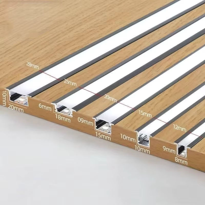 Ksdligh LED Aluminium Profil Kanal für lineare Lichtleisten in U-V-W Form, Schwarz oder Silber, zur Einbettung in Schränke und Möbel - Bild 2