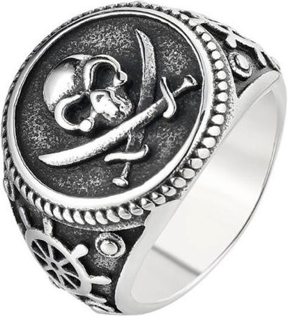 Rui Di Siegelring Herren, Edelstahl, Bicolor, Totenkopf, 15 - Bild 1