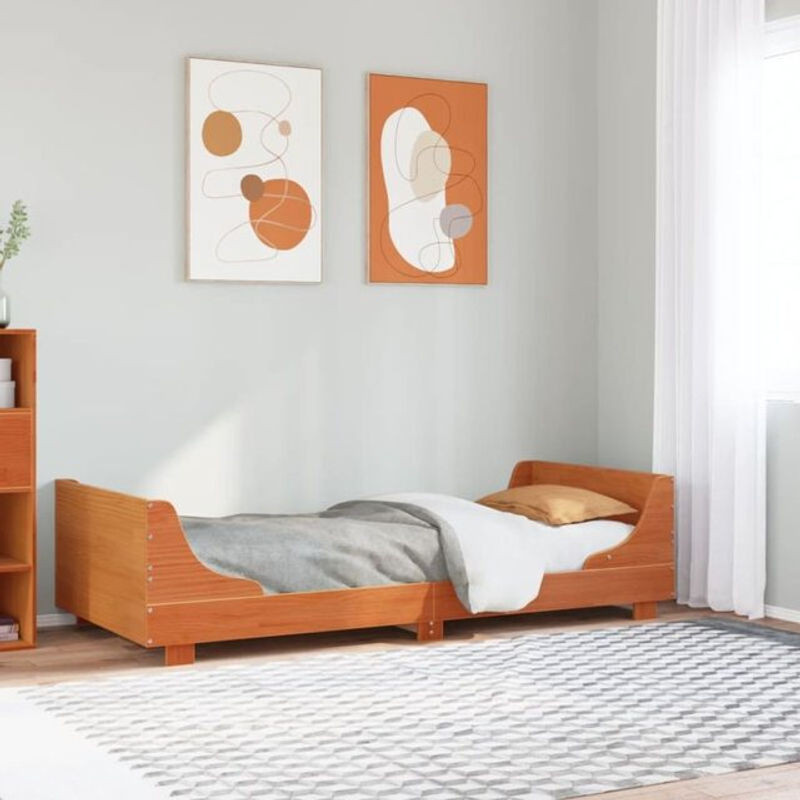 Massivholzbett aus Kiefernholz von Vidaxl in Braun, B/T/H: 90 x 200 cm - Bild 1