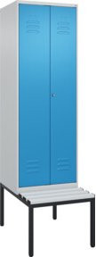 C+P PSA Doppel-Spind Classic PLUS Sitzbank mit 2 Abteilen und Kunststoff-Sitzfläche, B/T/H: 212 x 60 x 81,5 cm - Bild 1