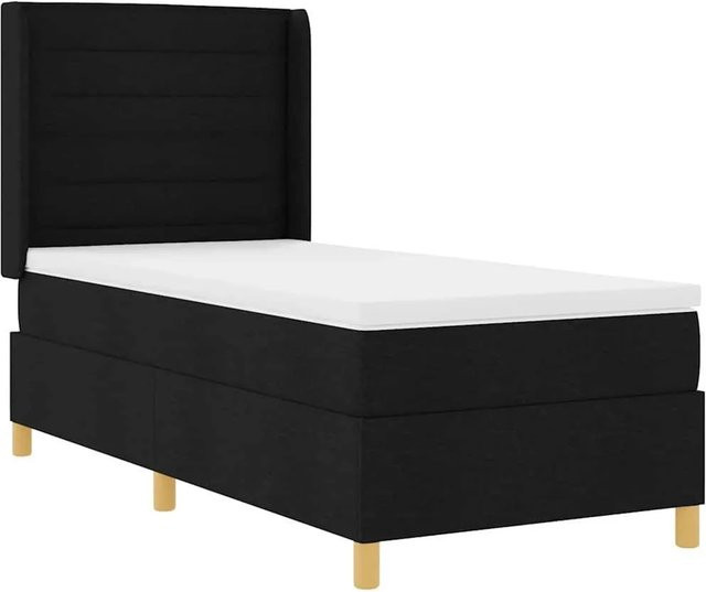 vidaXL Boxspringbett Hybrid mit Matratze Schwarz Stoff B/T: 90 x 190 cm - Bild 1