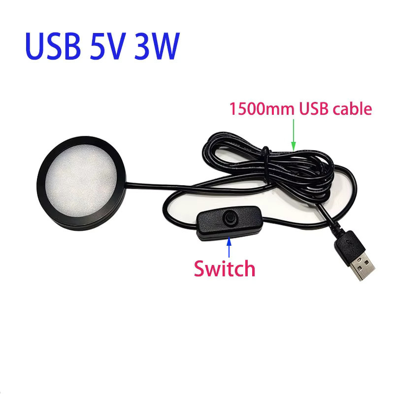 ANADnight USB 5V LED Strahler 3W in Weiß, ultradünne Schrank-Minilampe mit Schalter-Display und selbstklebendem 3M-Aufkleber für Möbel und Innenbereich - Bild 2