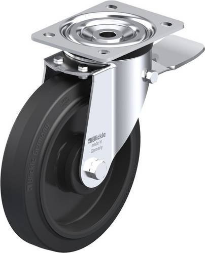 Blickle Lenkrolle L-POEV 200KA-ST mit Feststeller in Schwarz und Silber, Rad-Durchmesser: 20 cm, Tragfähigkeit: 400 kg - Bild 1