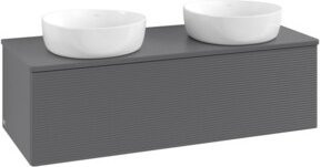 V&B Waschtischunterschrank Antao mit Frontstruktur und Beleuchtung, Anthrazit lackiert, B/T/H: 120 x 50 x 50 cm - Bild 1