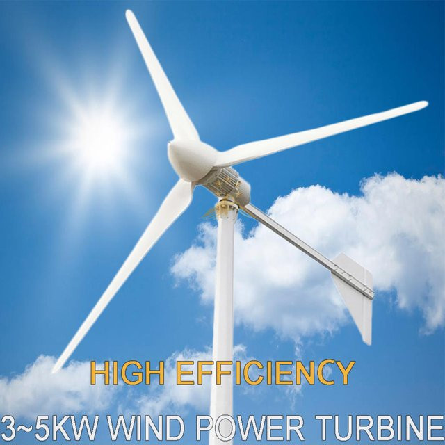 KUOXUAN Windkraftanlage 5000W für Zuhause und Bauernhof, effizientes Windmühlen-Netzanschluss-System in Weiß - Bild 1