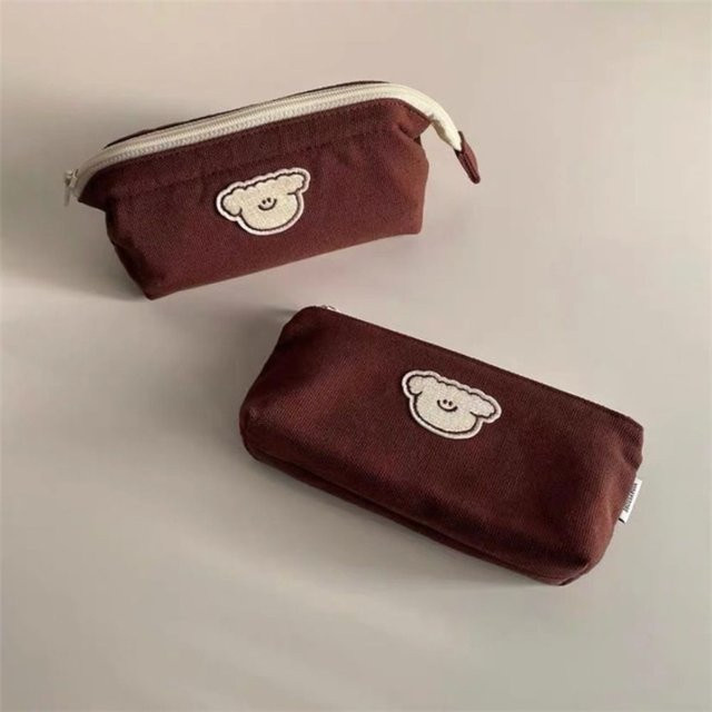Kawaii Federmäppchen aus Textil mit großem Fassungsvermögen in Beige und Braun - Bild 1