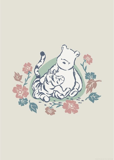 Komar Wandbild Disney Winnie the Pooh Flowers and Friends, Beige/Multicolor, Breite: 50 cm, Höhe: 70 cm - Bild 1
