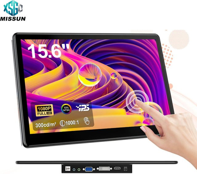 MISSUN Tragbarer 15,6 Zoll Monitor mit Full HD Touchscreen und Mini HDMI in Schwarz - Bild 1