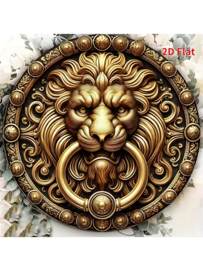 CIFBUY Vintage Löwenkopf-Türklopfer Wandplakette aus Metall in Gold, Durchmesser: 20,32 cm - Bild 5