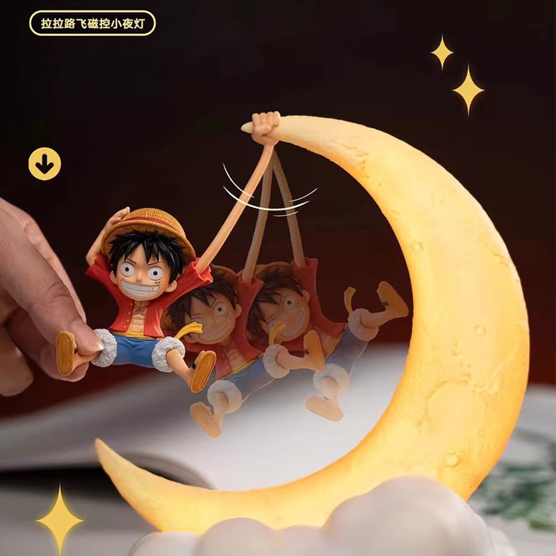 Bandai One Piece Ruffy Nachtlicht Mond Lampe mit magnetischer Steuerung in Gelb - Bild 2