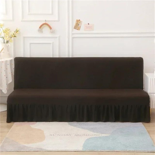 Yiran Furniture Elastischer Couchbezug mit Rock in Braun für Sofabett, Breite: 120-150 cm - Bild 1