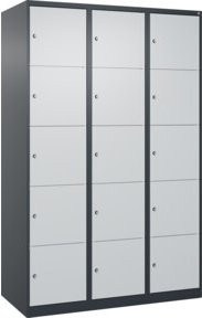 C+P Schließfachschrank Classic PLUS mit 3 Abteilen, Anthrazit und Lichtgrau, B/T/H: 120 x 50 x 185 cm - Bild 1