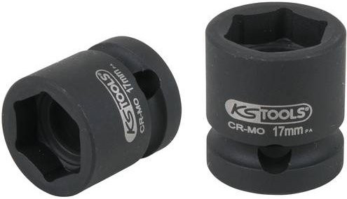 KS Tools 1/2" Sechskant-Kraft-Stecknuss extra kurz aus Chrome-Molybdän in Schwarz, 17,0 mm - Bild 1