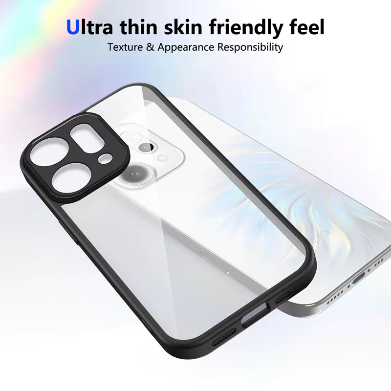 Stoßfeste Silikonhülle für Oppo Reno 14 13 12 11 10 Serie in Transparent und Blau mit PC-Rückseite und TPU-Stoßfänger - Bild 2