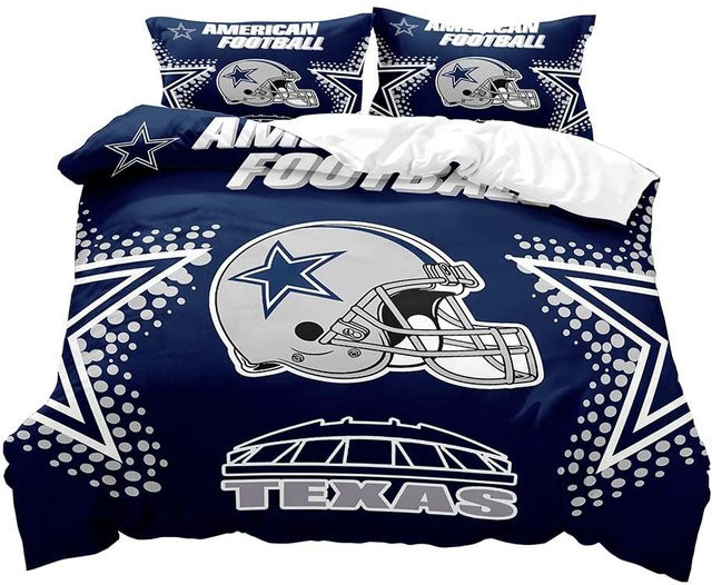 American Football Bettwäsche-Set von Your Warm Home in Marineblau, 3-teiliges Sport Bettbezug-Set aus Mikrofaser, B/H: 155 x 215 cm - Bild 1