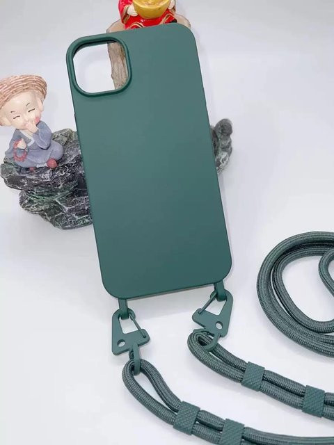 Xou Xou Crossbody Lanyard Halskette mit Handyhülle für iPhone 11 12 13 14 15 16 Pro Max, Farbe: Transparent/Grün - Bild 1