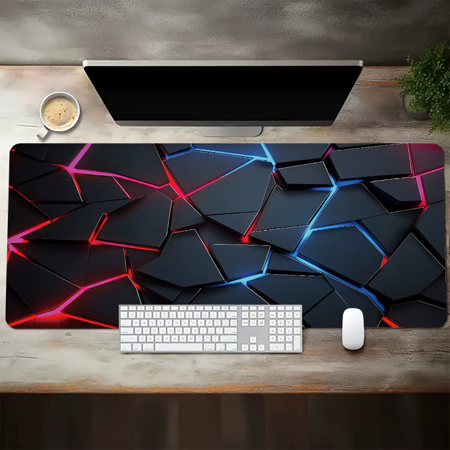XGZ Gaming-Mauspad mit Rot-Blau Farbverlauf Design, B/T: 90 x 40 cm, rutschfeste Schreibtischunterlage mit genähtem Rand - Bild 2