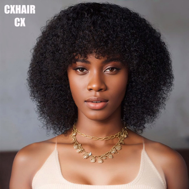 Charming Queen Afro-Perücke aus Echthaar mit Pony, Damen - Bild 1