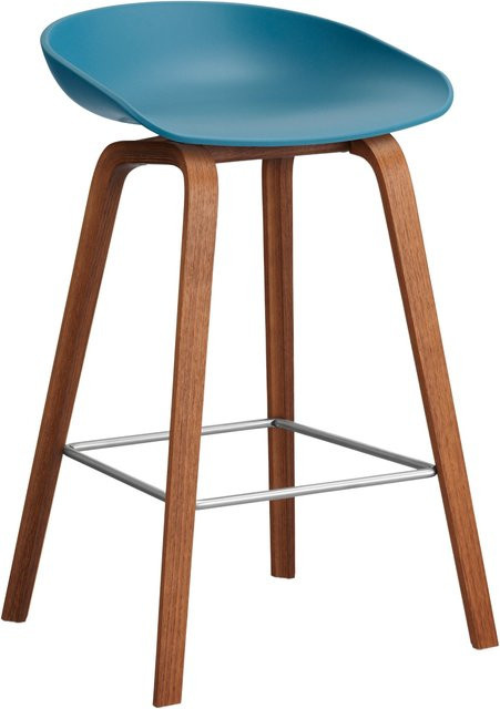 HAY About A Stool AAS 32 Hocker in Blau mit Eichenholz oder Walnussholz und Polypropylen - Bild 1