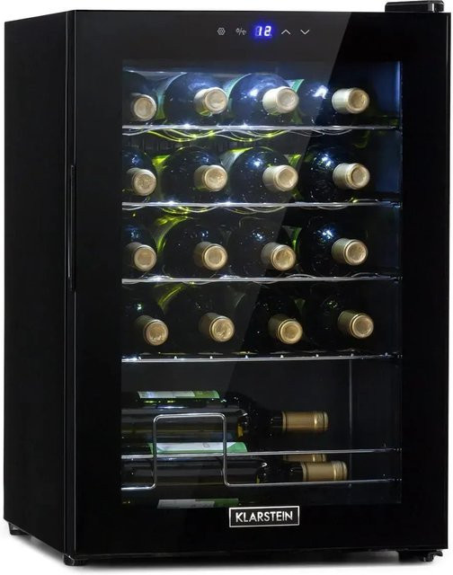 Klarstein Shiraz 20 Uno Weinkühlschrank Schwarz mit 53 l Volumen für 20 Flaschen und Touch-Bedienfeld - Bild 1