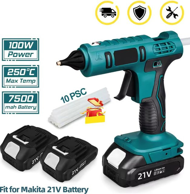 Kabellose elektrische Heißklebepistole von TKKEACE in Blau, wiederaufladbar und schnellheizend für DIY-Holzarbeiten und Reparaturen - Bild 1