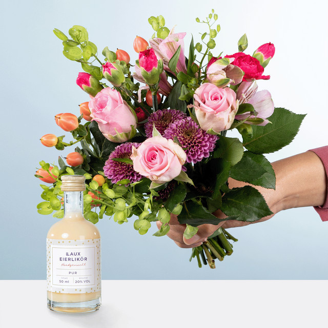 BLUME2000 Glücksbote mit Eierlikör 50ml Bouquet - Bild 1
