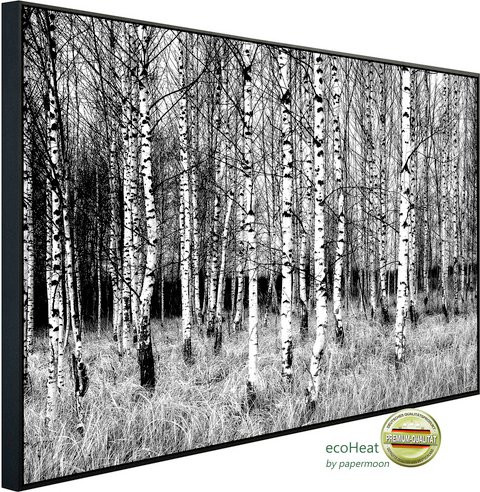 papermoon Infrarotheizung EcoHeat Birkenwald Schwarz Weiss mit Matt-Effekt und App-Steuerung - Bild 1