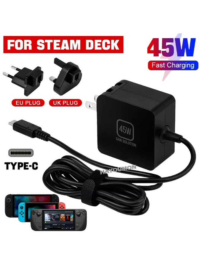 HeroAngel 45W USB-C Schnellladegerät Netzteil für Steam Deck und Nintendo Switch, Schwarz - Bild 6