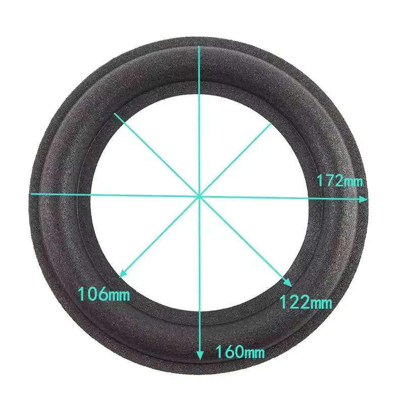2 Stück Lautsprecher-Schaumstoffkante Reparatur-Set für Focal Subwoofer in Schwarz, 7 Zoll, 172 mm x 187 mm - Bild 4