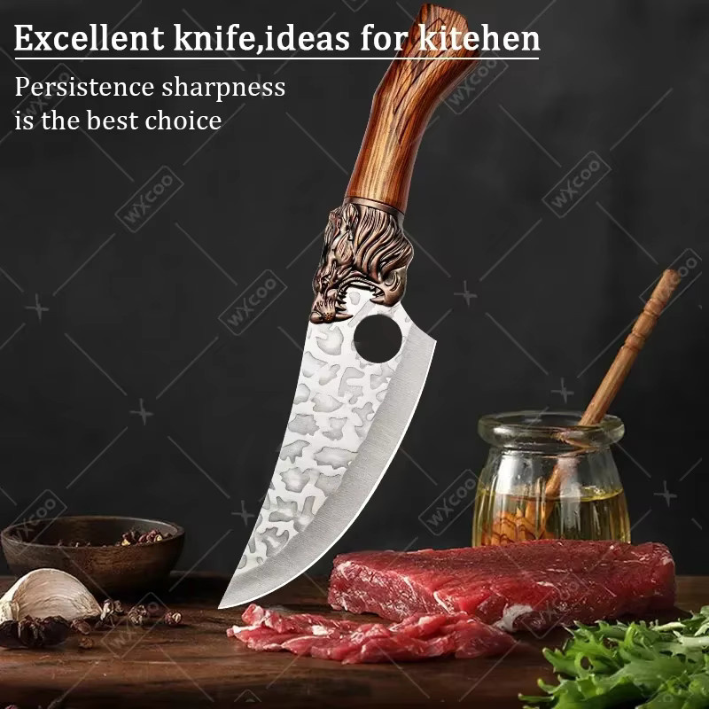 WXCOO Professionelles Küchenmesser Set aus Edelstahl in Silber mit Kochmesser, Fleischmesser, Hackmesser und Schälmesser - Bild 1