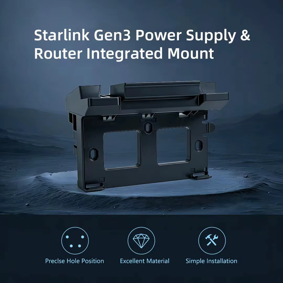 Starlink Gen3 Router Wandhalterung 2-in-1 Netzteil-Halterung in Schwarz für Satelliteninternet-Montage im Zuhause, Wohnmobil oder Büro - Bild 3