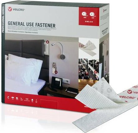 VELCRO General Use Fastener Hakenband und Flauschband Set, Farbe: Weiß, Breite: 50 mm, Länge: 5 m - Bild 1