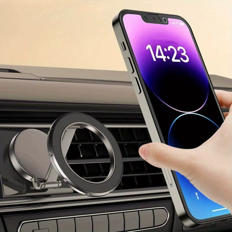 360 Grad rotierender magnetischer Autotelefonhalter in Silber, faltbare Armaturenbretthalterung für alle Smartphones zur mobilen Auto-Navigation - Bild 4
