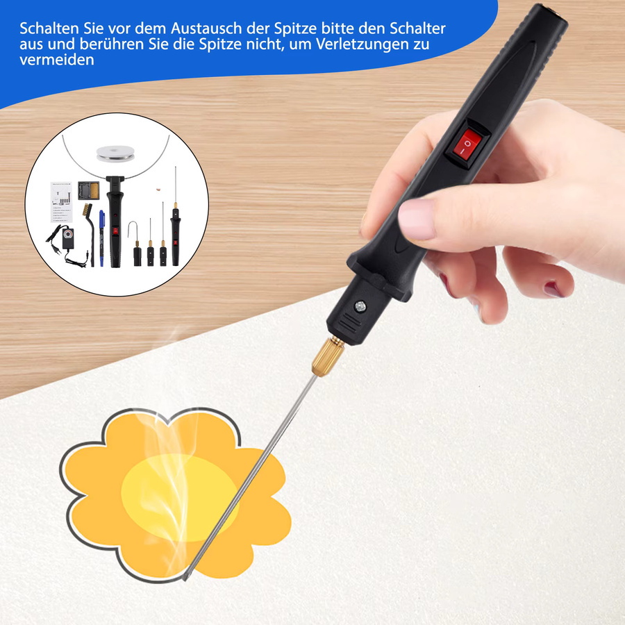 4-in-1 Heißdraht-Schaumstoffschneider-Set mit digitalem Spannungsregler und Temperaturkontrolle in Schwarz zum Schneiden von Styropor und Polystyrol - Bild 3