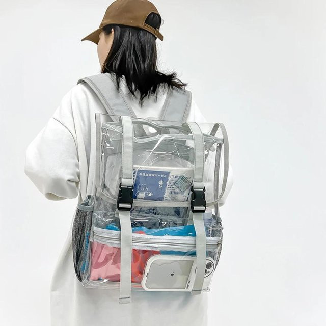 Weixier Laptop-Rucksack aus transparentem PVC, wasserdichter Schultaschen-Rucksack mit großer Kapazität in Grau - Bild 1