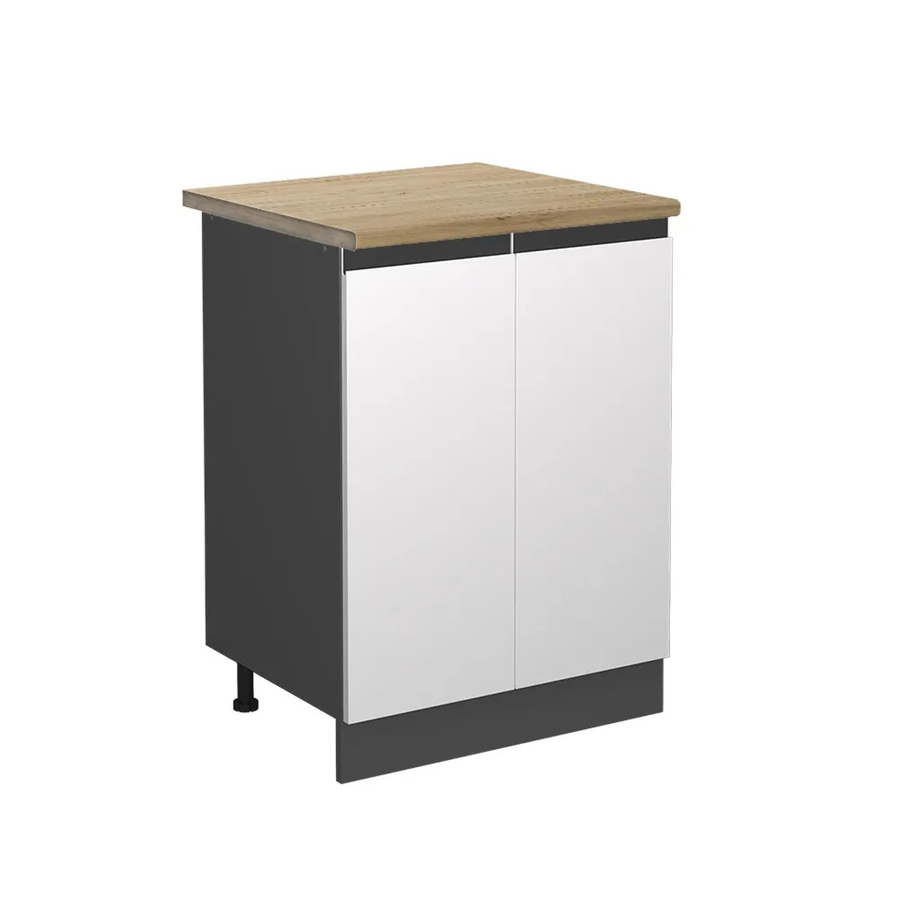 Vicco R-Line Küchenunterschrank in Weiß/Anthrazit mit Eiche-Optik, B: 60 cm, H: 81,6 cm, T: 60 cm - Bild 2