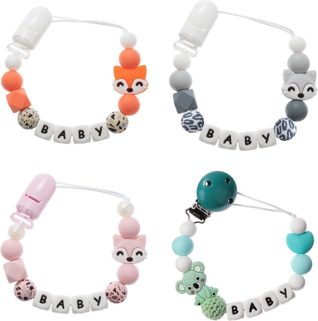 Panplay Baby Schnuller Kette mit Beißring aus Silikon in Koala und Katze Design - Bild 1