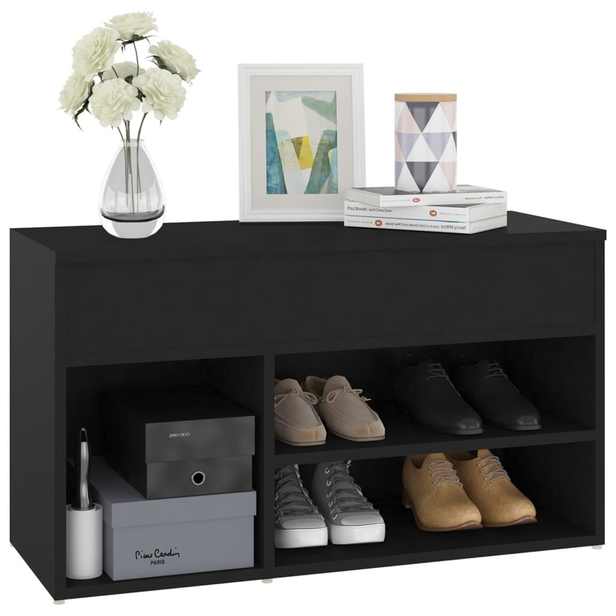 vidaXL Schuhbank mit Schuhablage Schwarz B/T/H: 80 x 30 x 45 cm - Bild 5