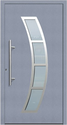 KNOCK Flügelüberdeckende Kunststoff-Haustür Terra in Grau mit Glaseinsatz und Aluminium-Elementen, Höhe: 200 cm, Breite: 100 cm - Bild 1