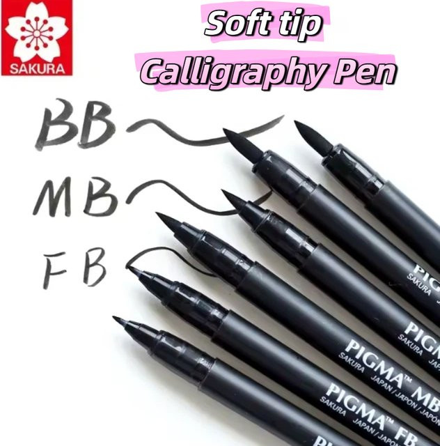 Sakura Pigma Professionelle Pinselstifte mit schwarzer Tinte für Kalligrafie, Lettering und Zeichnen - Bild 1
